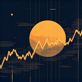 日本の伝統的な図案と現代のグラフを組み合わせたイラスト